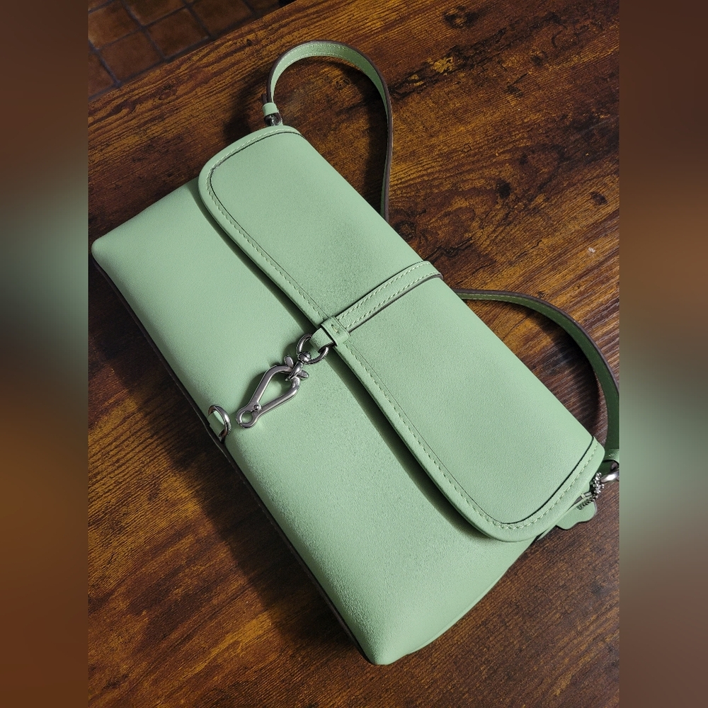 Coach Hamptons Small Leather Shoulder Bag.  Color: Pale Pistachio - Picture 2 of 16